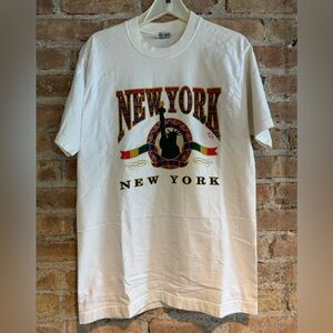 Vintage New York Shirt Mens M White Statue Of Liberty Spell Out 80s VTG Crewneck